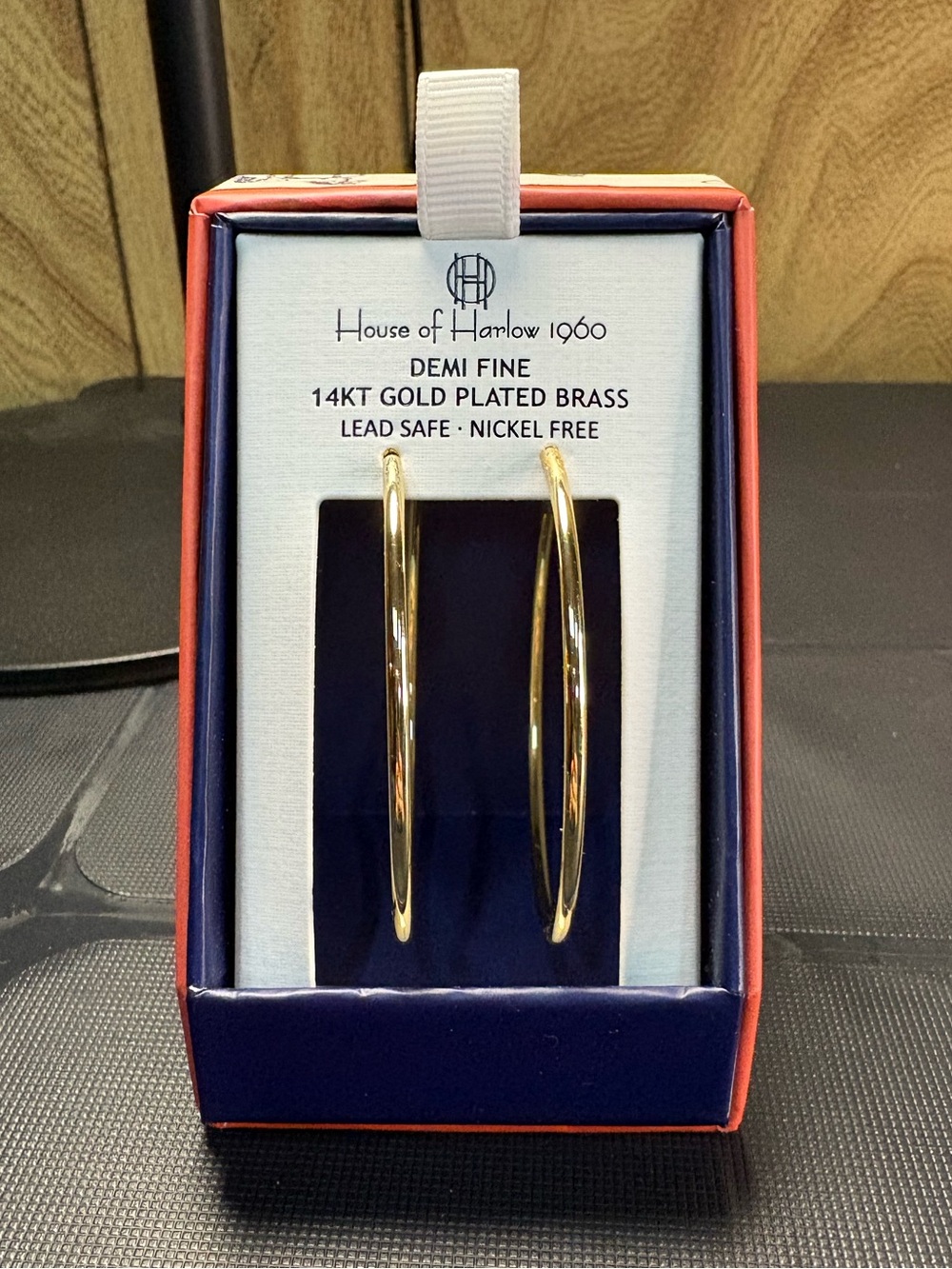 House of Harlow 1960 Demi Fine 14K Gold Plated Large Hoop Earrings NWT